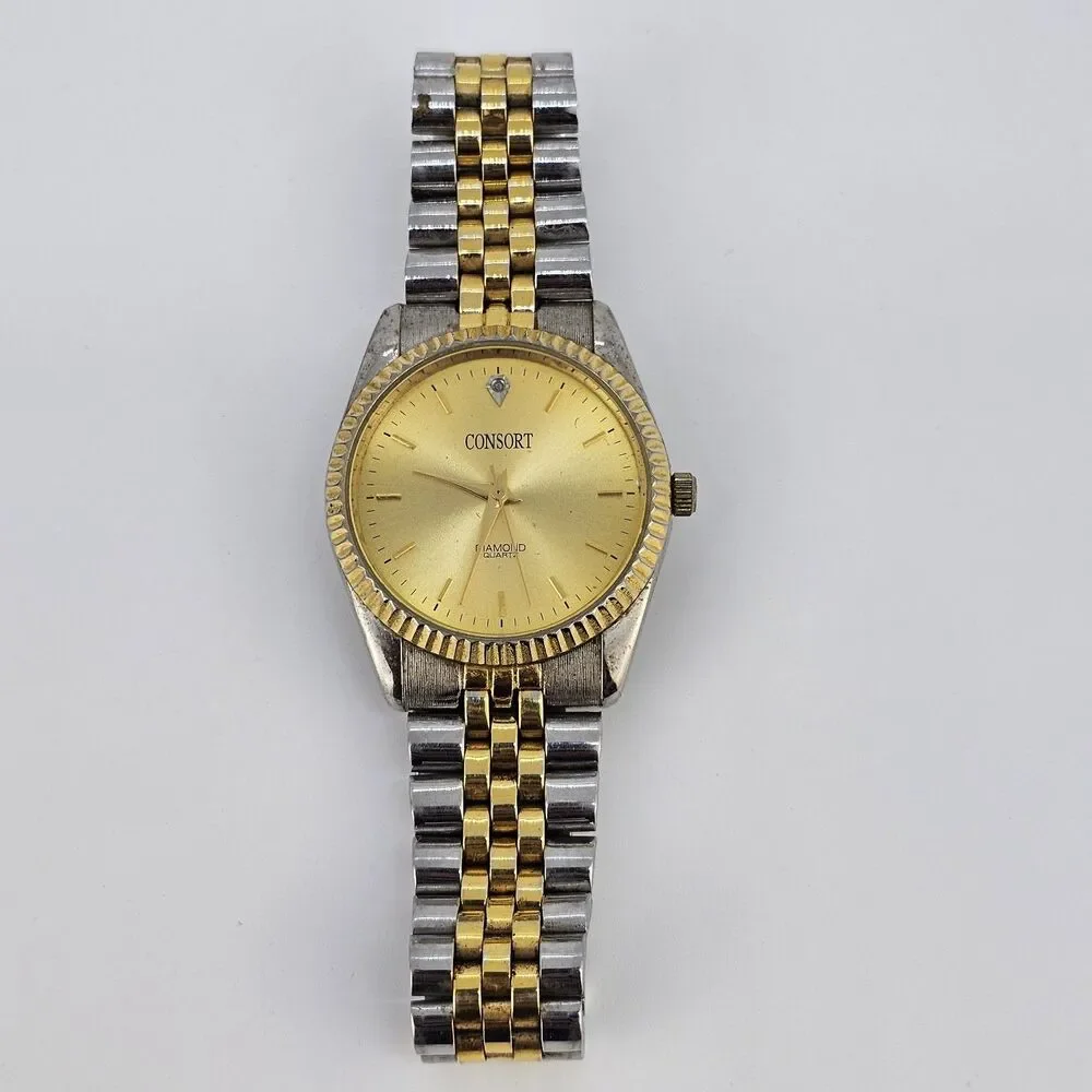 VTG Cosort Men's Watch 36MM‎ Gold Dial Two Tone Band Up to 8